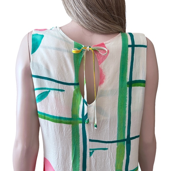 James World Floral Shift Dress Flower Box Colourful 100% Rayon Sleeveless RARE - Picture 5 of 15